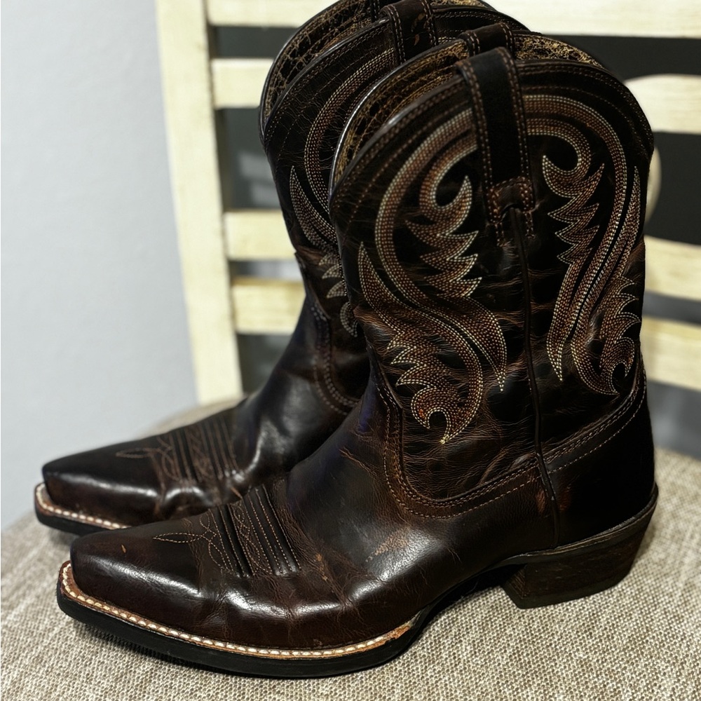 Ariat Dark Brown Western Ankle Booties